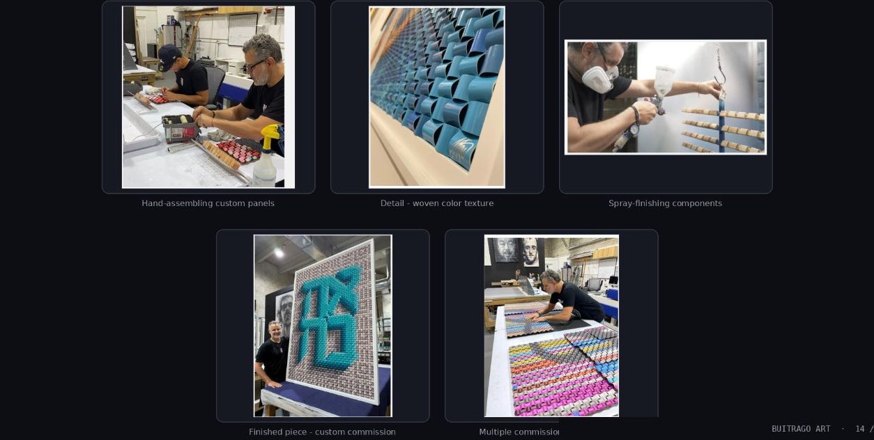 Buitrago Art handcrafted custom art pieces being assembled